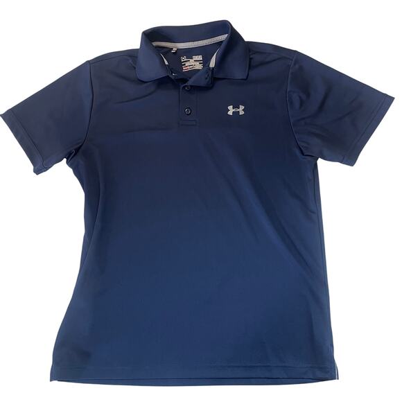 Under Armour Navy Blue Top Polo Shirt Loose Fit Size Mens Medium - Picture 1 of 6